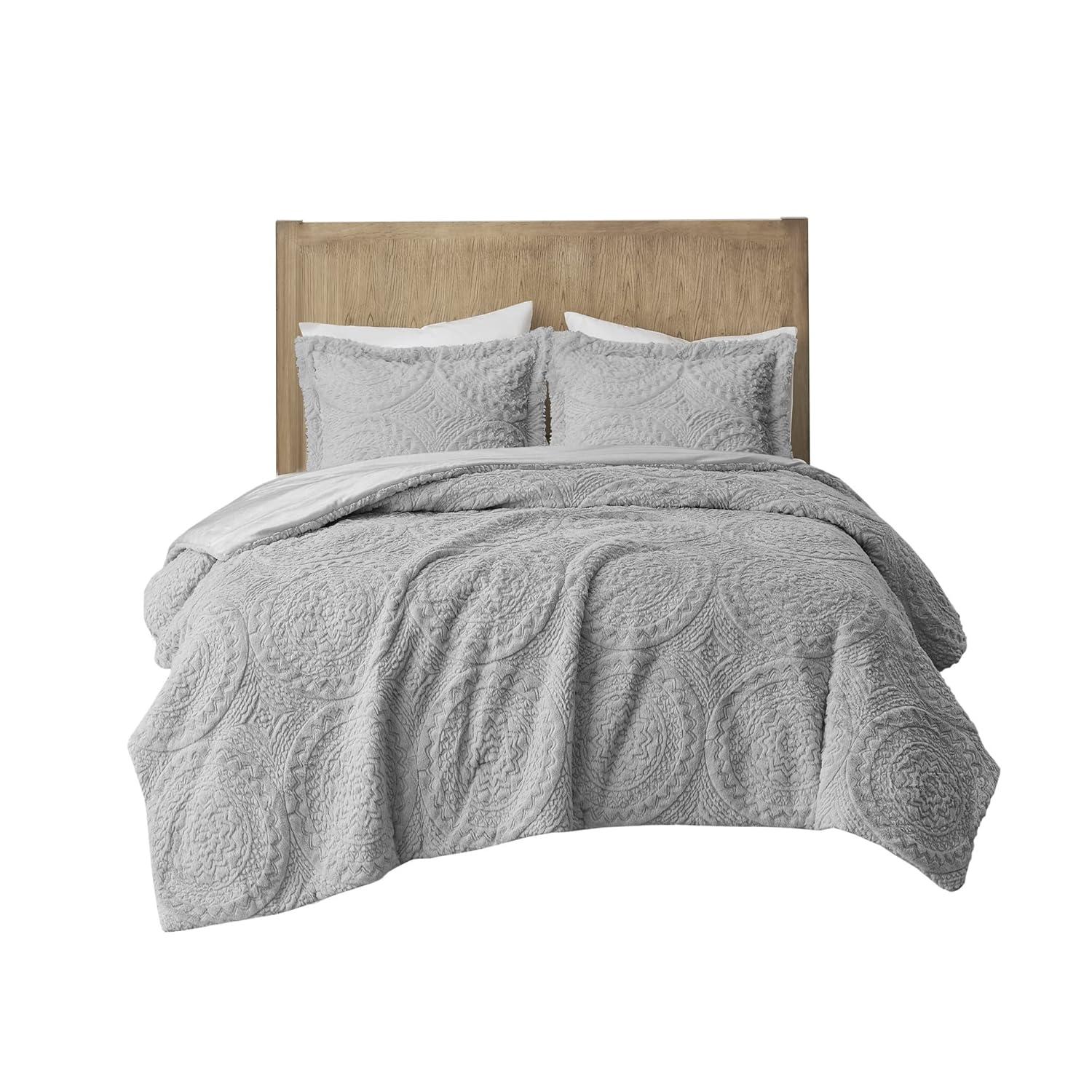 Madison Park Arya Embroidered Medallion Faux Fur Ultra Plush Comforter Set