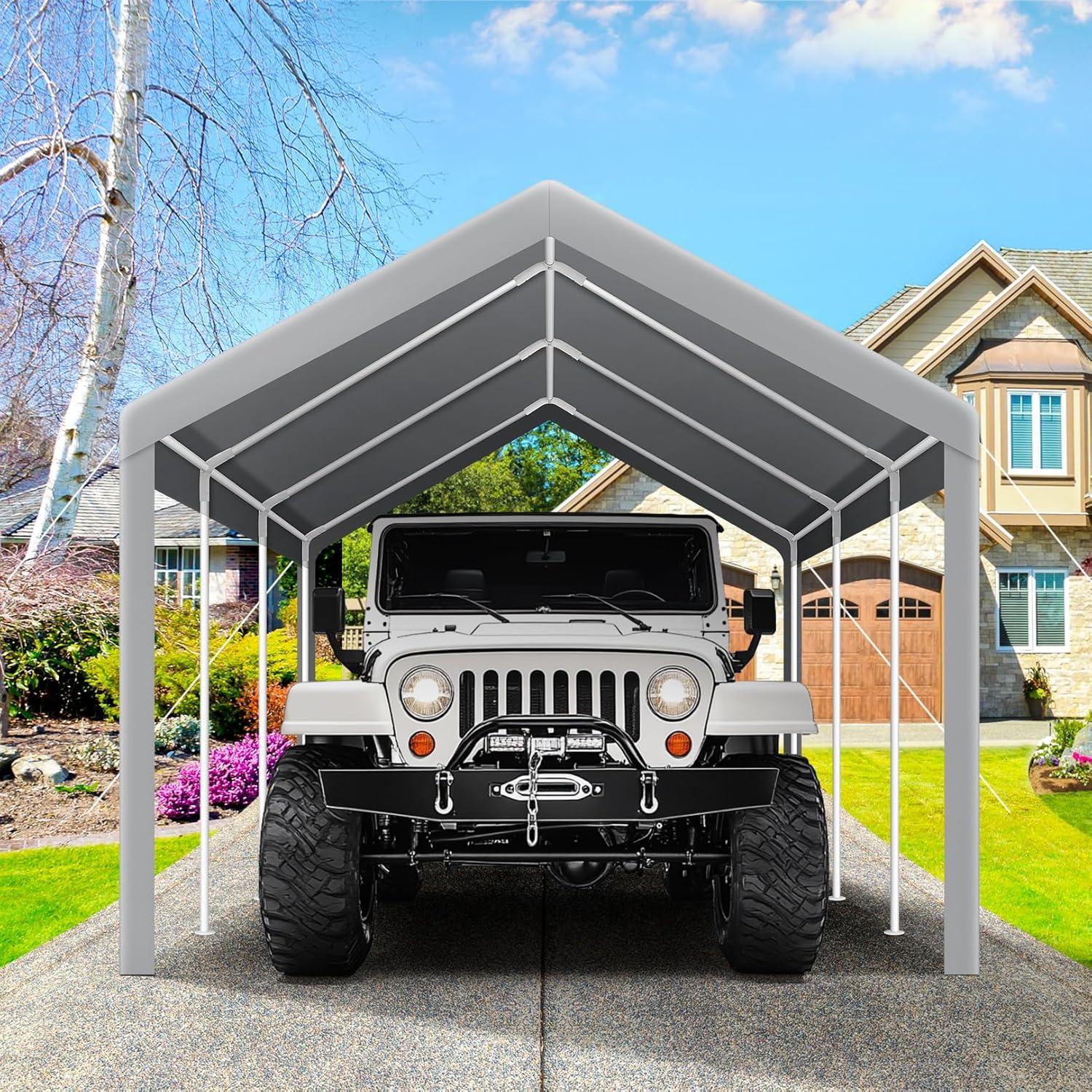 Cobizi Carport 10'x20' Heavy Duty Portable Garage, Upgraded Car Canopy