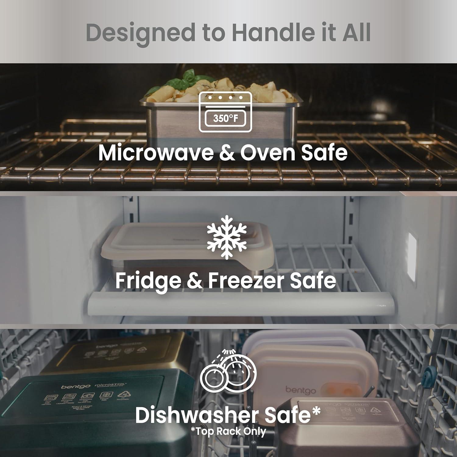 Bentgo Microsteel Heat and Eat Container Rose: Leakproof,  Dishwasher-Safe, Lunch Storage, 2-Year Warranty