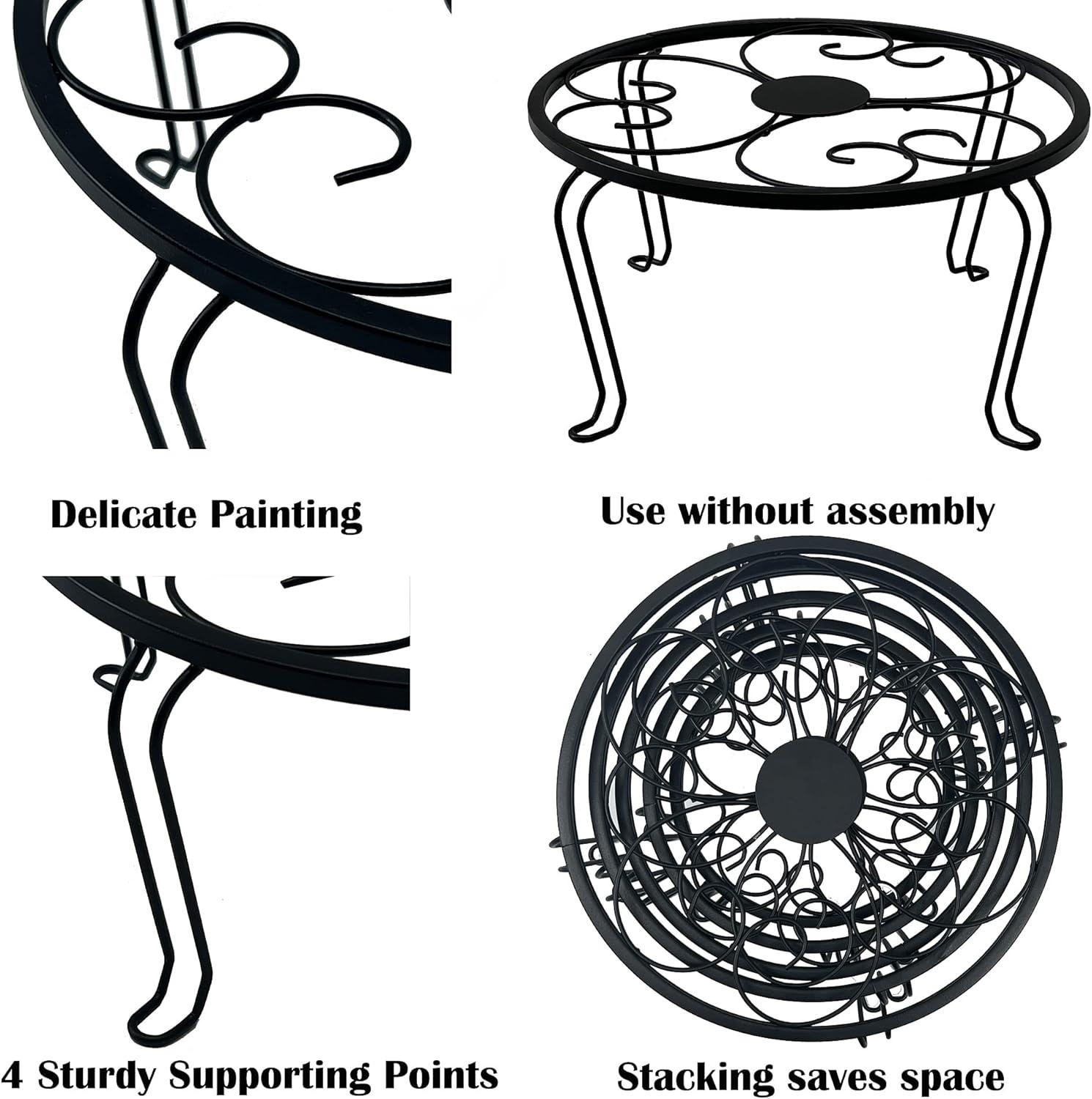 Black Iron 5-Pack Round Plant Stands