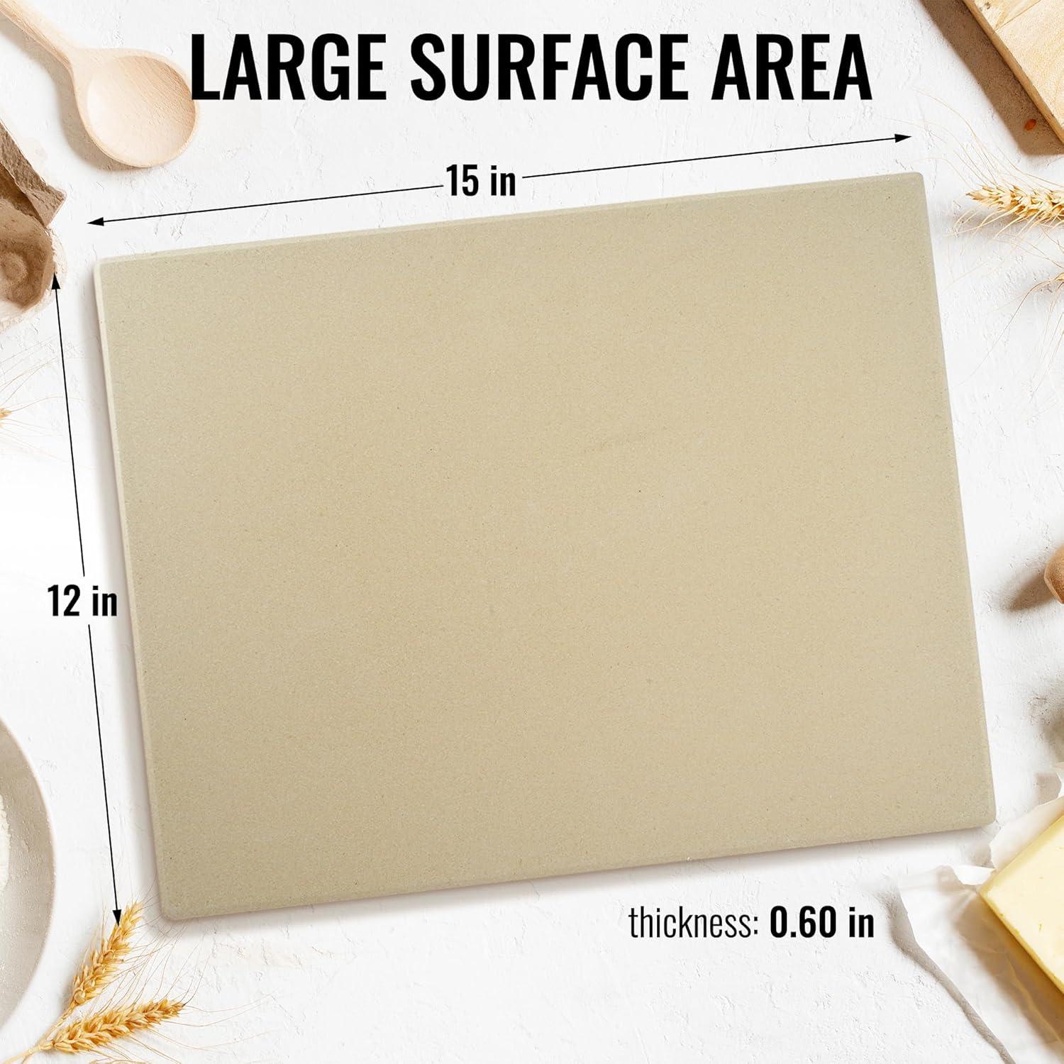 Large Beige Cordierite Pizza Stone with Scraper