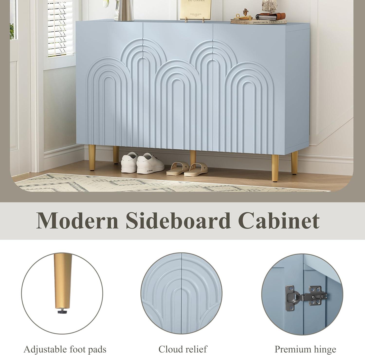 Mercer41 Sirgio 47.2'' Sideboard Buffet Cabinet with 3 Doors for Kitchen, Hallway, Living Room
