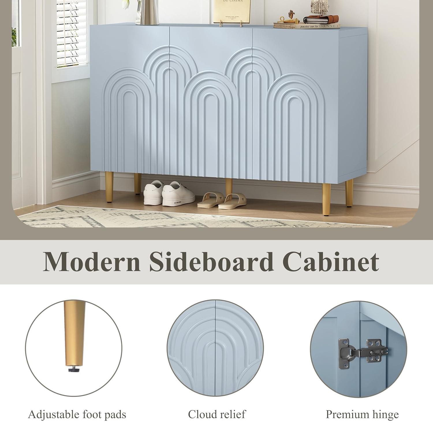 Mercer41 Sirgio 47.2'' Sideboard Buffet Cabinet with 3 Doors for Kitchen, Hallway, Living Room