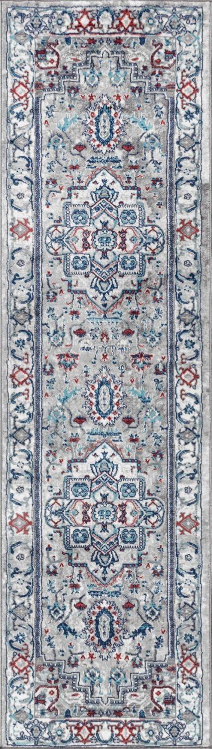 6'x6' Modern Persian Vintage Medallion Area Rug, Light Grey/Blue - JONATHAN Y