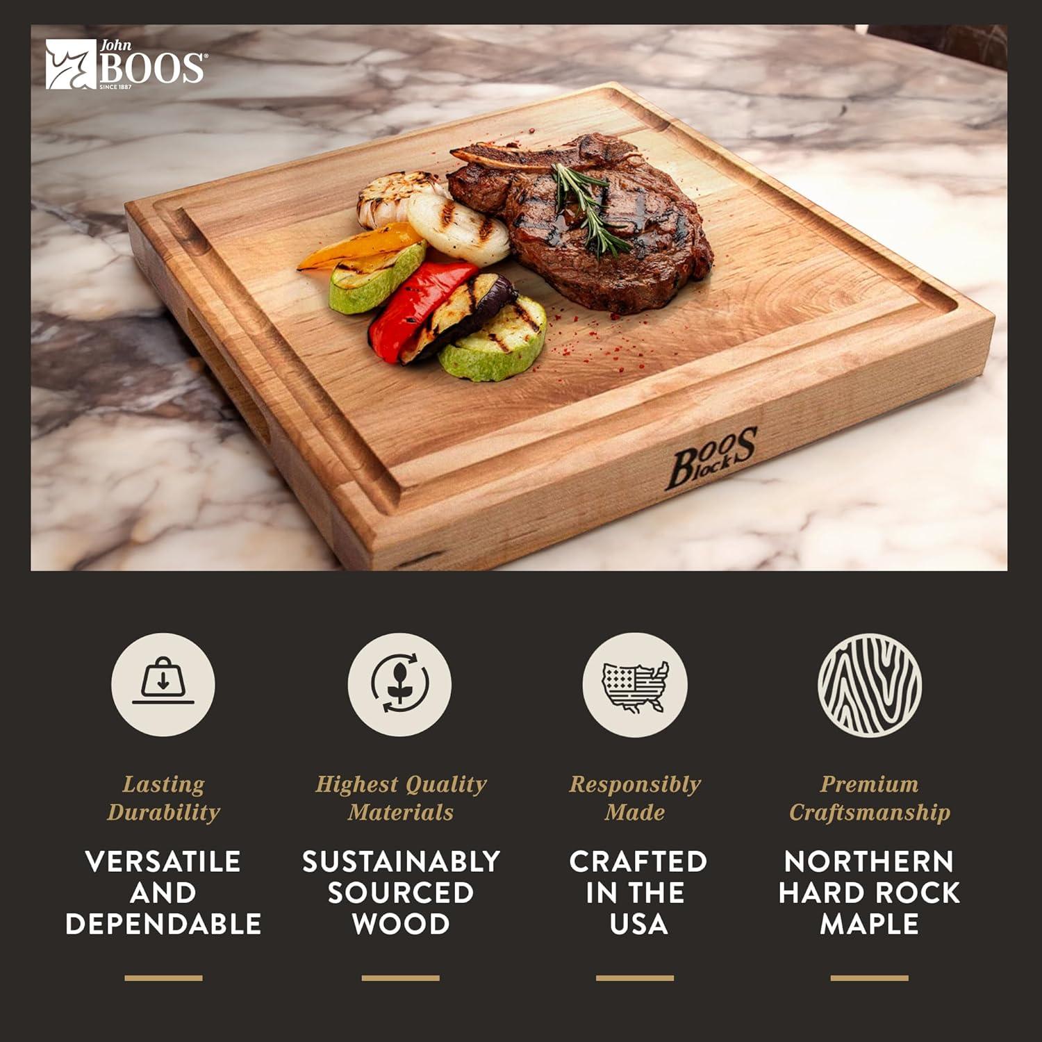 John Boos John Boos Chef's Collection Edge Grain 1.75" Maple Cutting Board with Groove