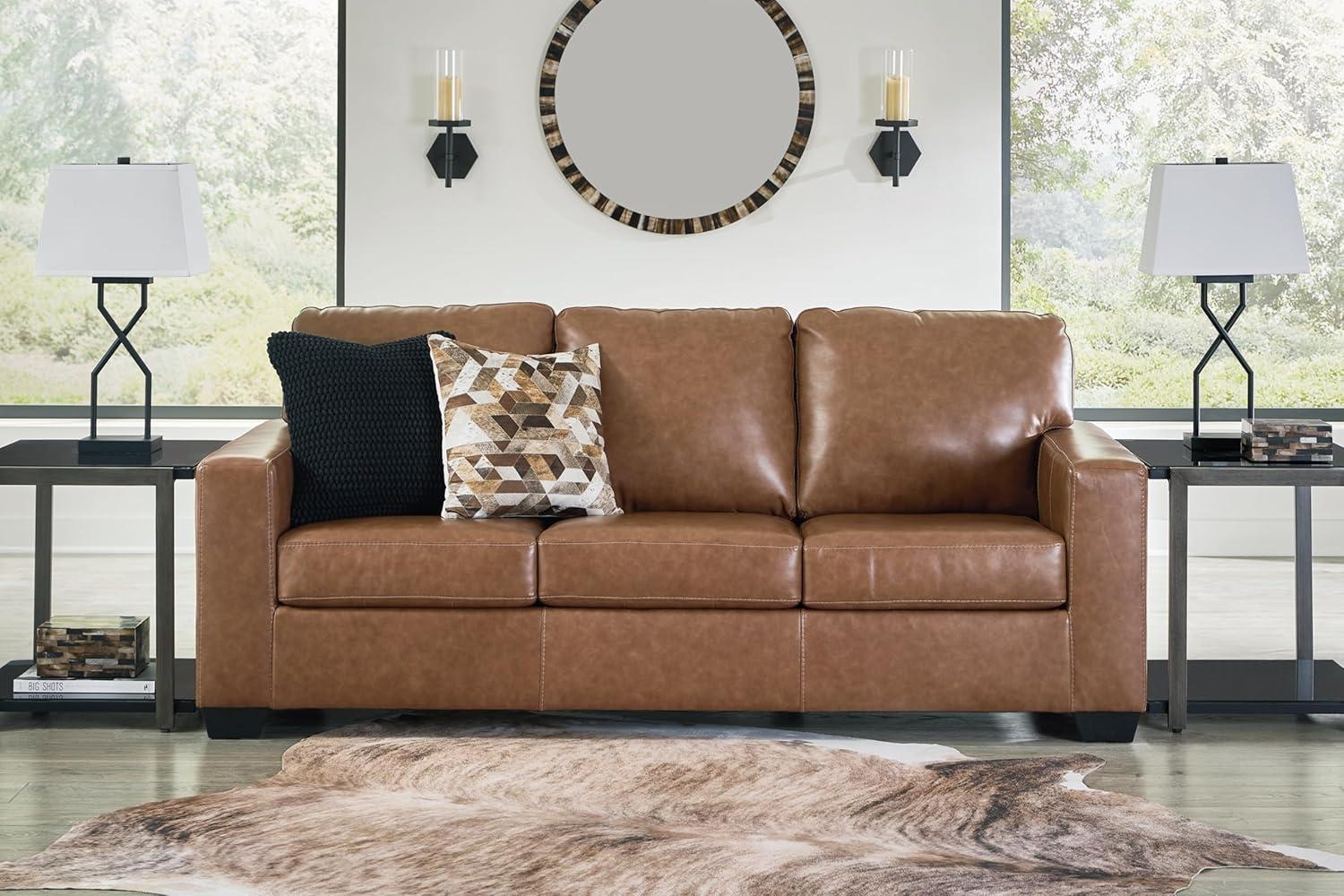 Bolsena 85'' Brown Faux Leather Sofa with Removable Cushions