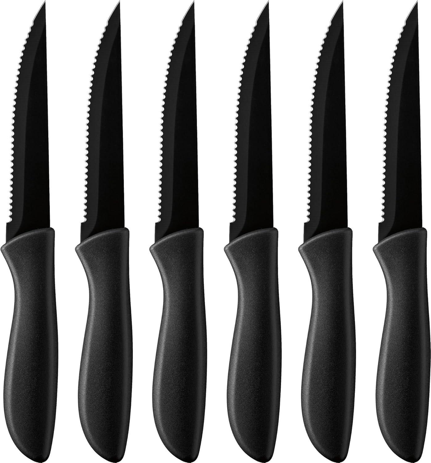 Cuisinart C55-6PCSBK Advantage Color Collection 6-Piece Ceramic Coated Steak Knife Set, Black