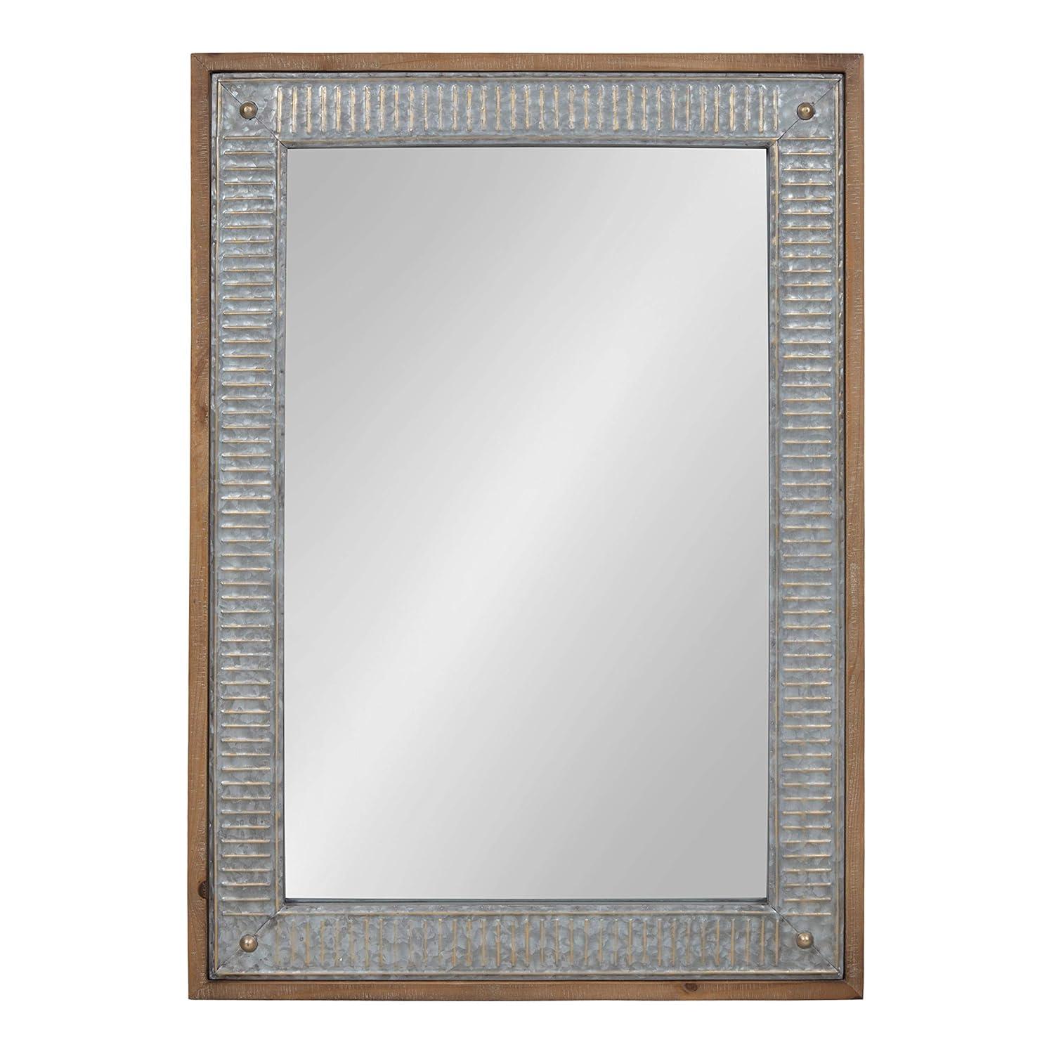Kate and Laurel Deely Farmhouse Wood and Metal Wall Mirror, Rustic Brown