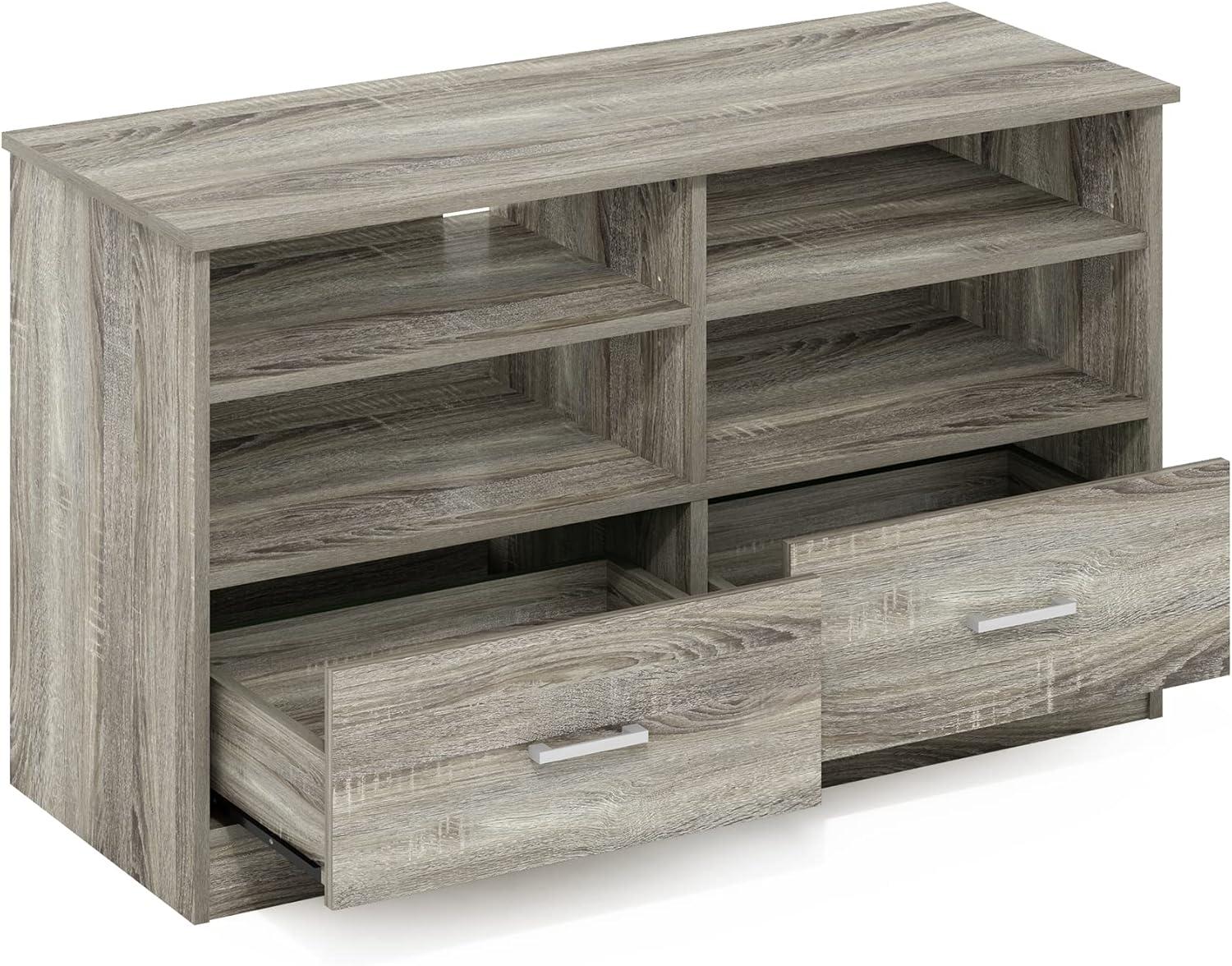 French Oak Composite Wood TV Stand with Drawers