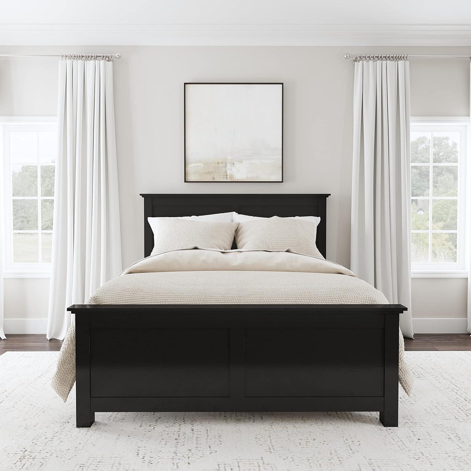 Homestyles Oak Park 66.5" Traditional Wood Queen Panel Bed in Black