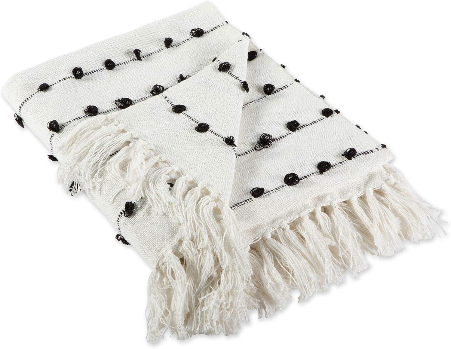 50"x60" Woven Loop Throw Blanket Off-White - Design Imports: Cotton, Hypoallergenic, Machine Washable