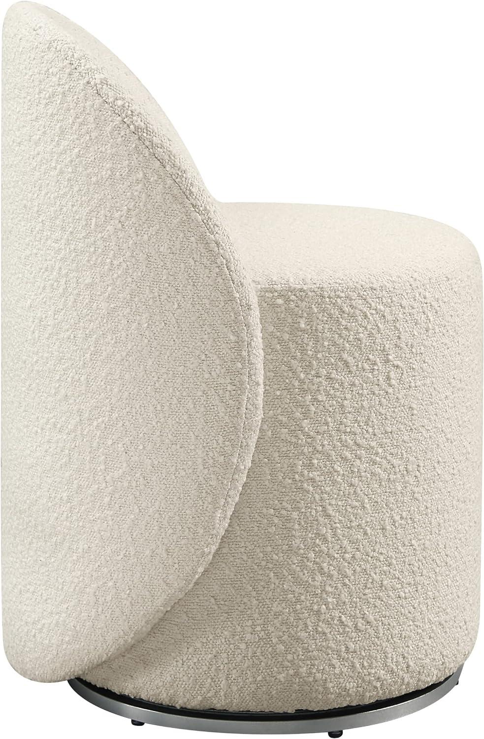 OSP Home Furnishings Lystra Fabric Swivel Vanity Chair in Textured Cream Fabric