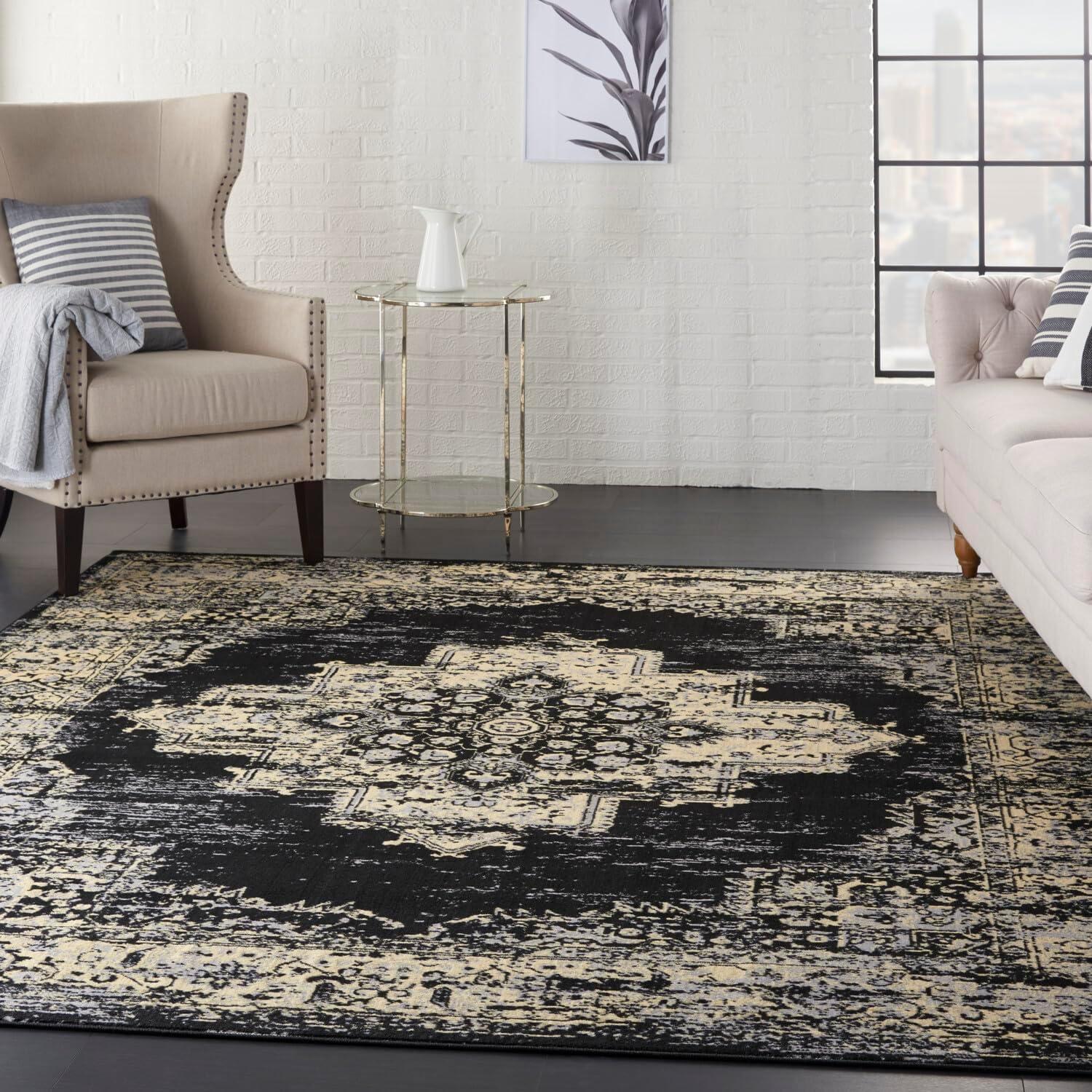 Nourison Grafix GRF14 Indoor Area Rug - Black 7' x 10'