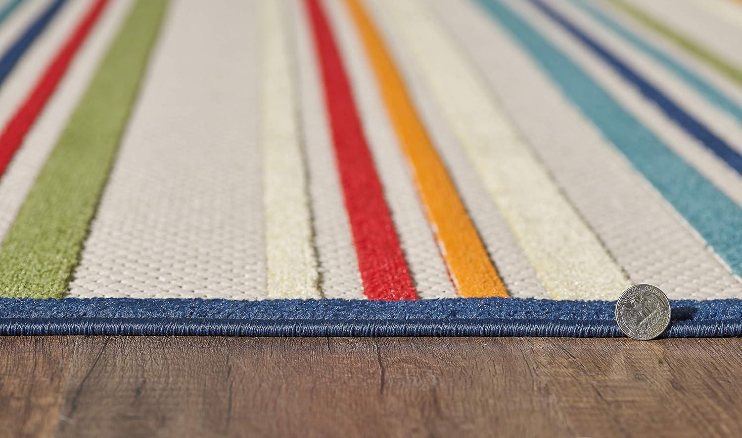 Calla Ivory/Multi Stripes 3 ft. x 5 ft. Striped Indoor/Outdoor Accent Rug