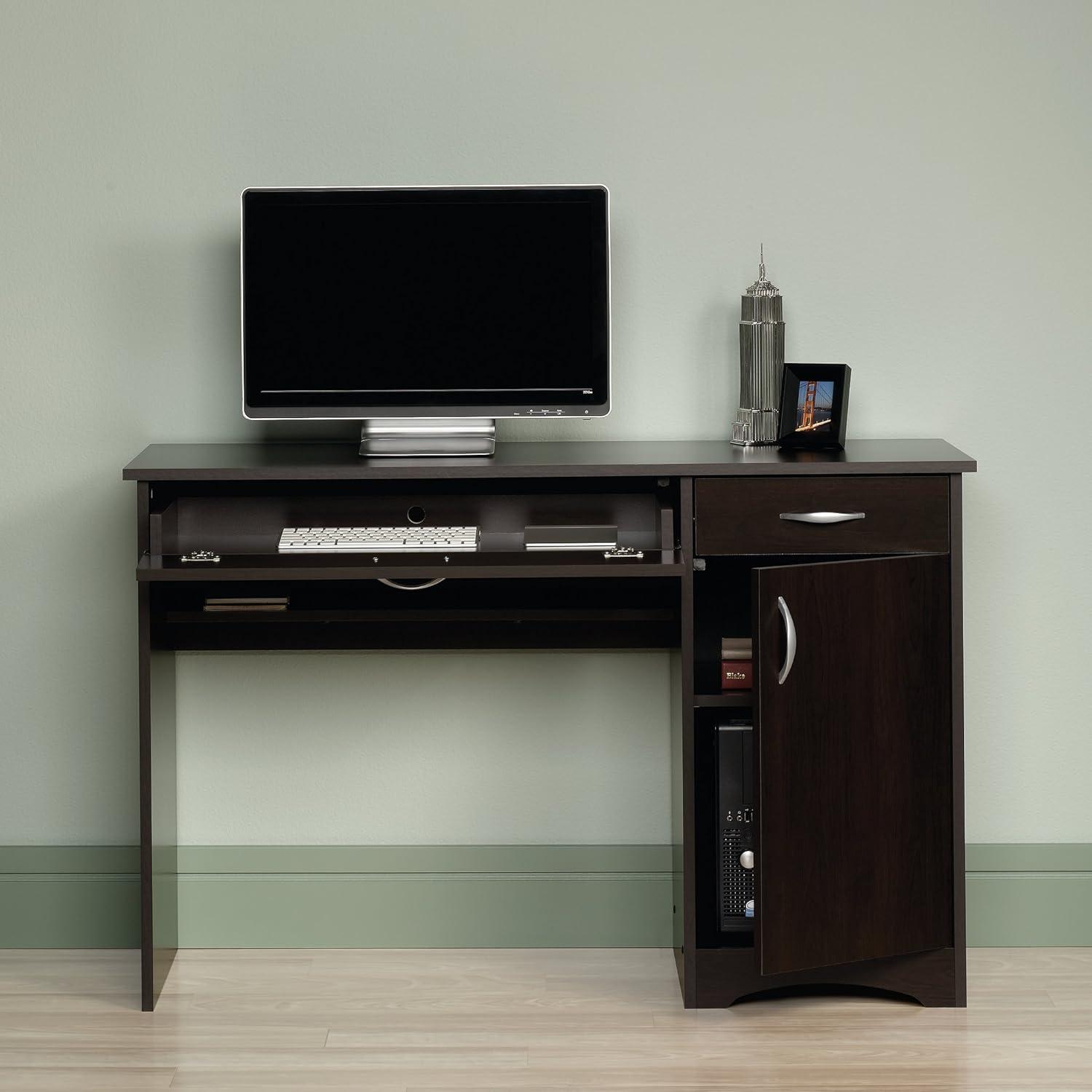 Cinnamon Cherry Wood Desk with Drawer and Keyboard Tray