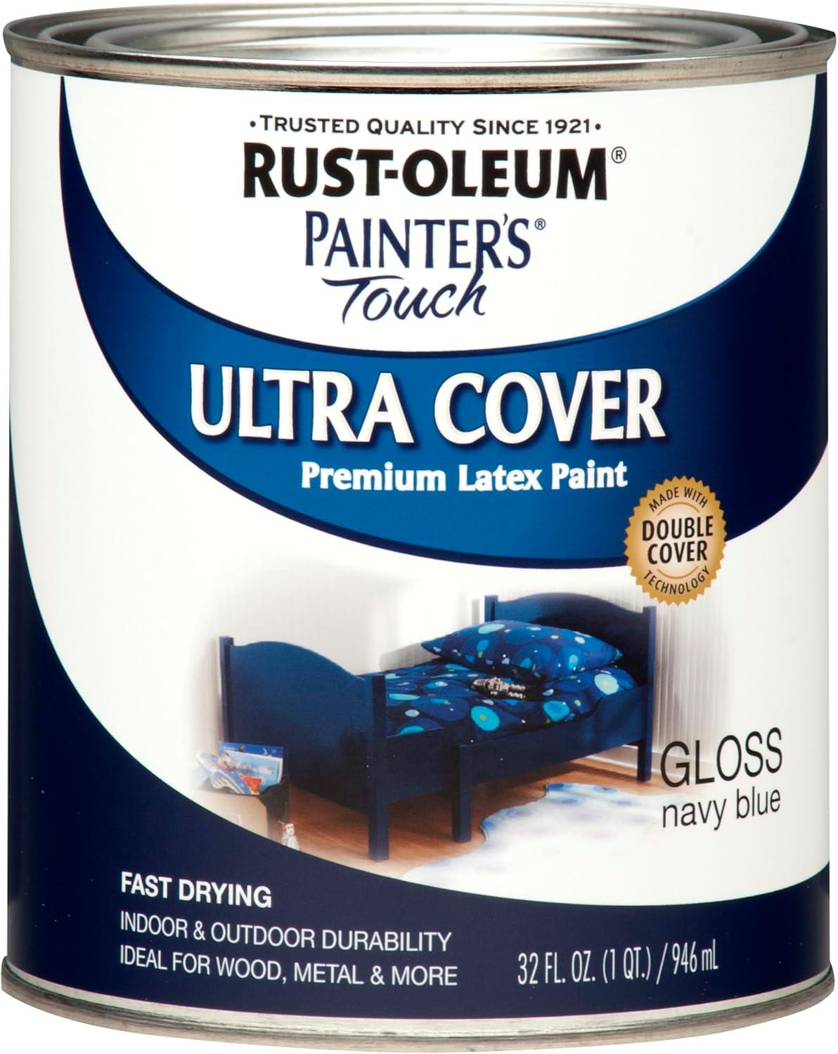 Rust-Oleum 224423 Painter Touch Ultra Cover Gloss Deep Blue Premium Latex Paint, 8 fl oz