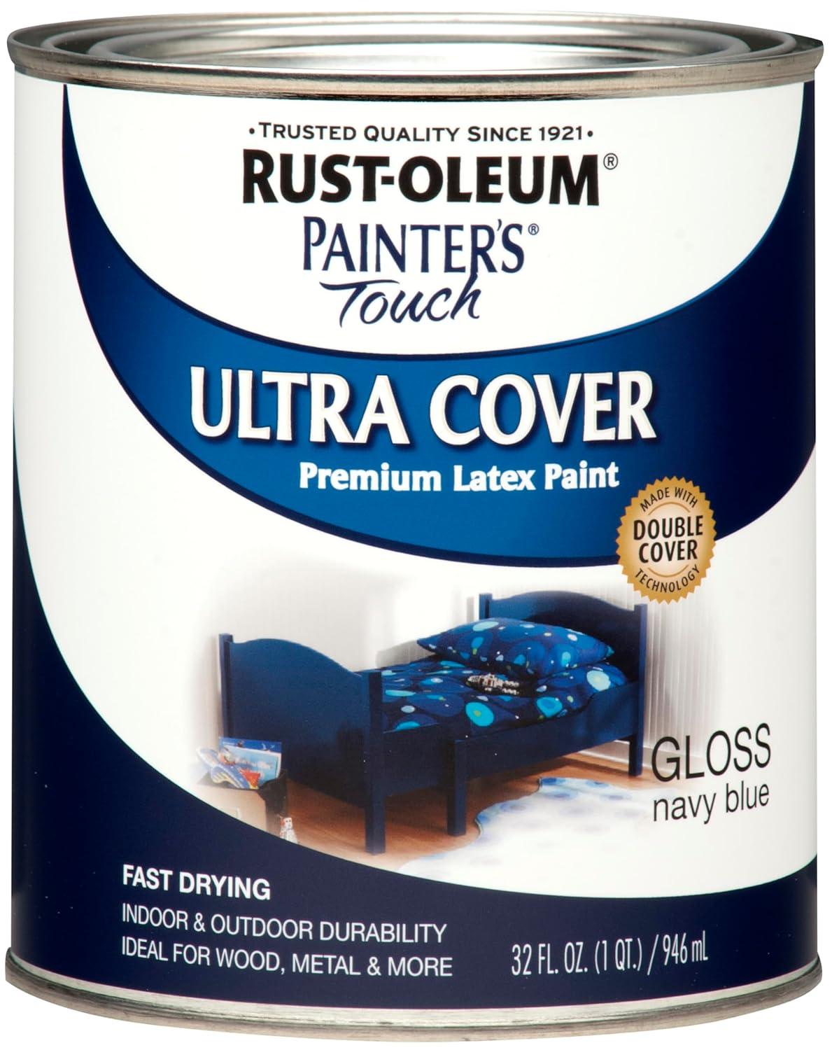 Rust-Oleum 224423 Painter Touch Ultra Cover Gloss Deep Blue Premium Latex Paint, 8 fl oz