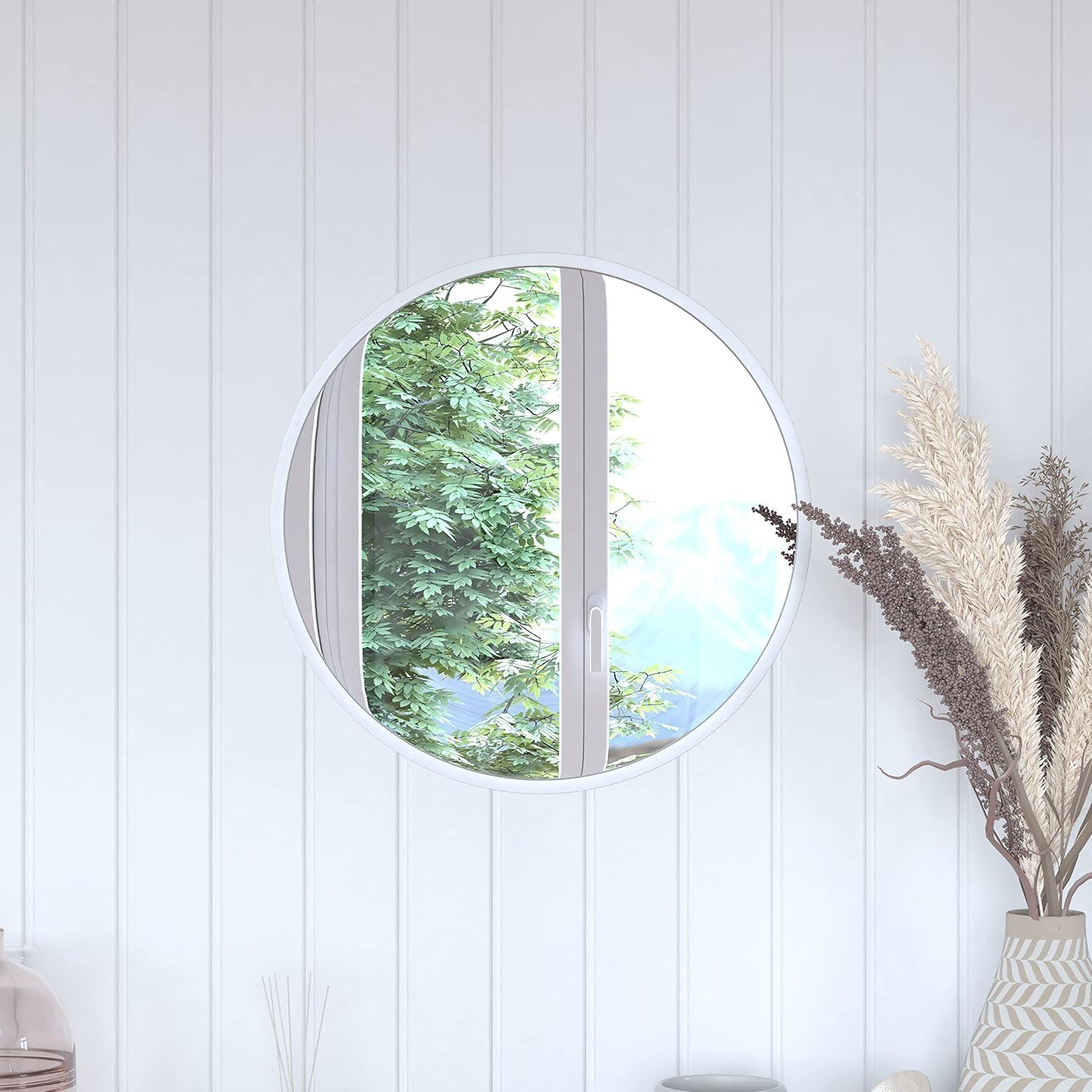 Julianne 20" Round Silver Metal Slim Frame Wall Mirror