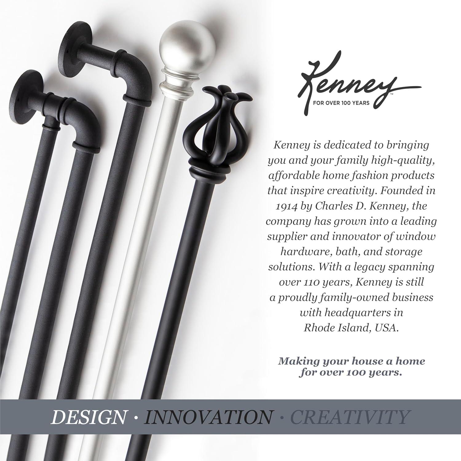 Kenney Chelsea 5/8" Matte Black Single Curtain Rod, 28-48", Black