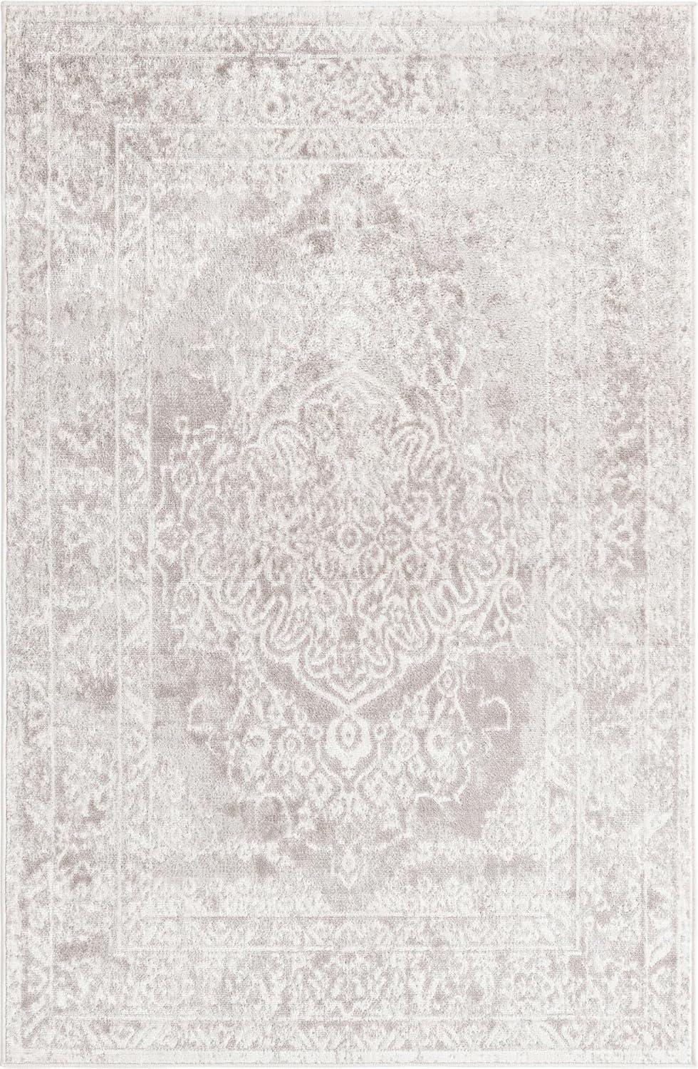 Unique Loom Oxford Collection Area Rug - Bodleian (4' 1" x 6' 1" Rectangle Gray/Ivory)