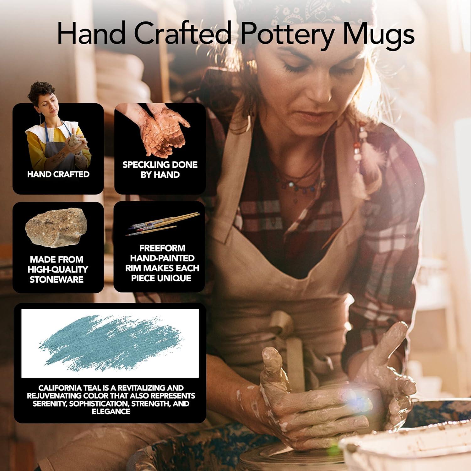 Maison Neuve Riverside Collection By Maison Neuve 4 Piece Set - Hand Crafted Stoneware Mugs Modern Dining Mugs, Large & Multipurpose Shape Mugs, Microwave & Dishwasher safe, 19 Oz  (Set of 4)