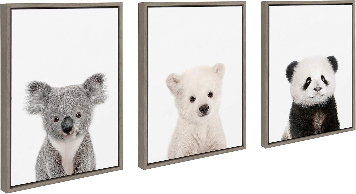 3pc Sylvie Three Bears Framed Canvas Wall Art by Amy Peterson: Modern Nursery Decor - Kate & Laurel