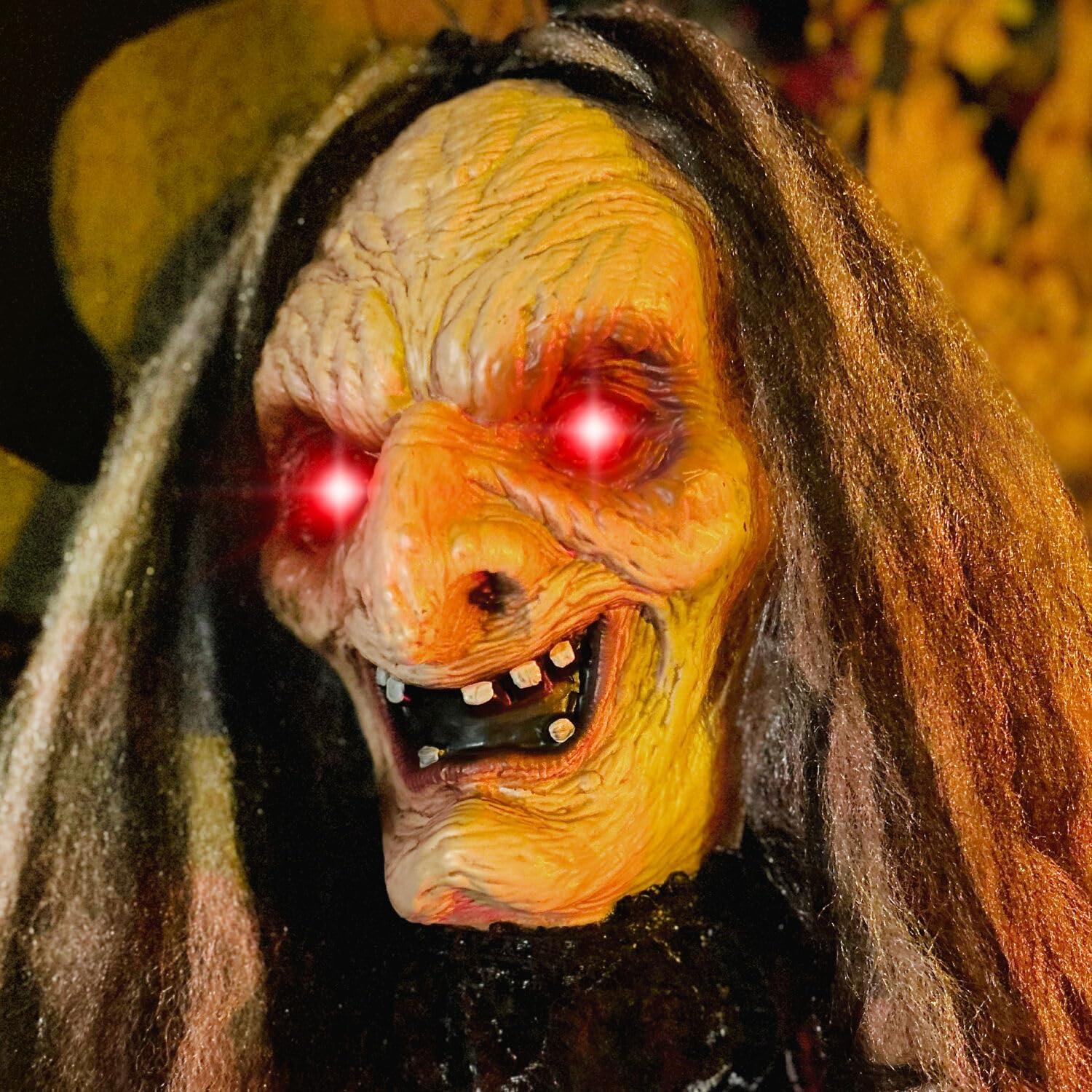 Haunted Hill Farm Lifesize Witch Prop with Lights and Sound, Indoor/Covered Outdoor Halloween Decoration