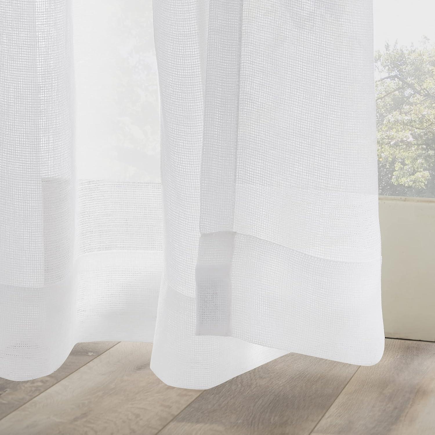 No. 918 84" x 50" White Solid Print Outdoor Curtain With Tab Top