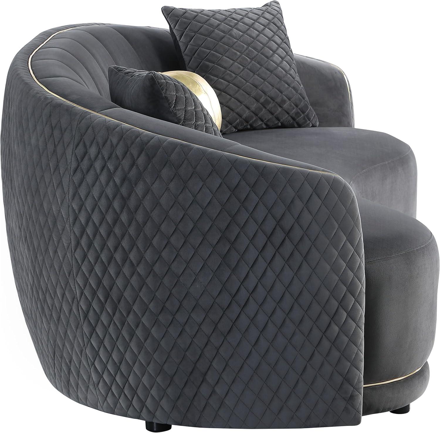 Coaster Brookside 2-Piece Velvet Fabric Upholstered Sofa Set in Dark Gray