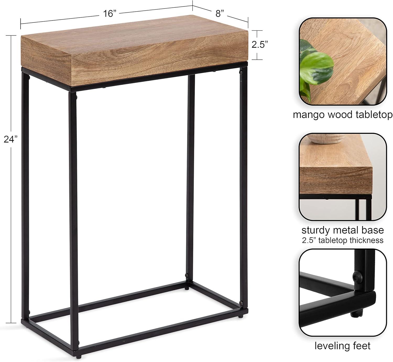 Kate and Laurel Karlsen Wood and Metal Slim Side Table