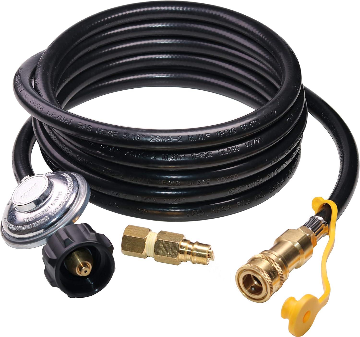 GasSaf 12ft Propane Regulator with Hose, Propane Hose for Indoor/Outdoor Heater -3/8 Quick Connect Disconnect