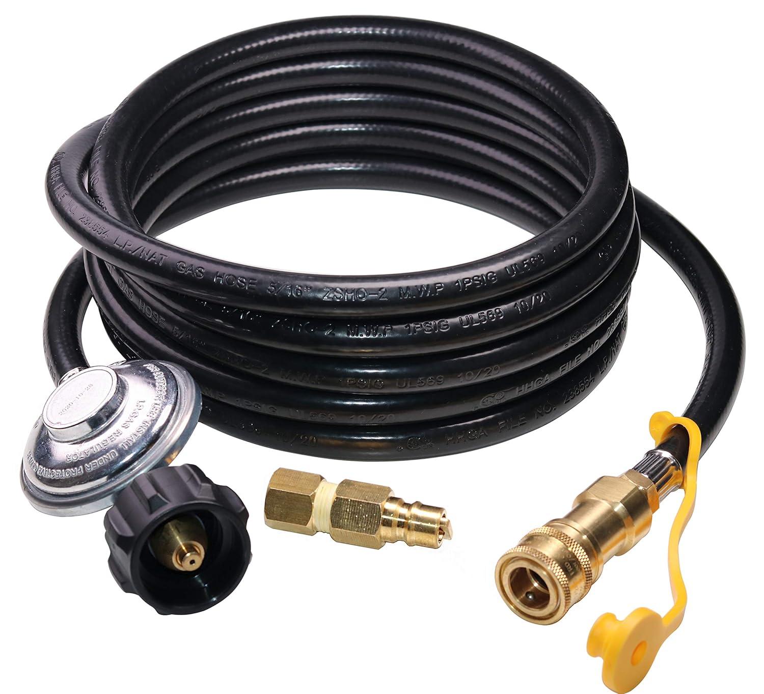GasSaf 12ft Propane Regulator with Hose, Propane Hose for Indoor/Outdoor Heater -3/8 Quick Connect Disconnect