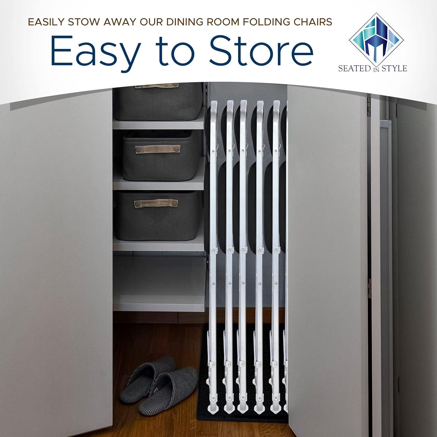 4 Pack Folding Chairs with Leather Padded Cushion Seats & Durable Metal Frame, Comfortable, Foldable, Portable, Commercial Event Seat, Indoor Outdoor for Parties, Home, Office, Black