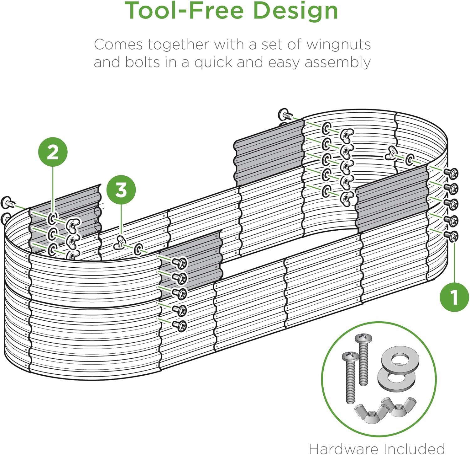 Best Choice Products 4x2x2ft Outdoor Raised Metal Oval Garden Bed, Planter Box for Vegetables, Flowers - Sage Green