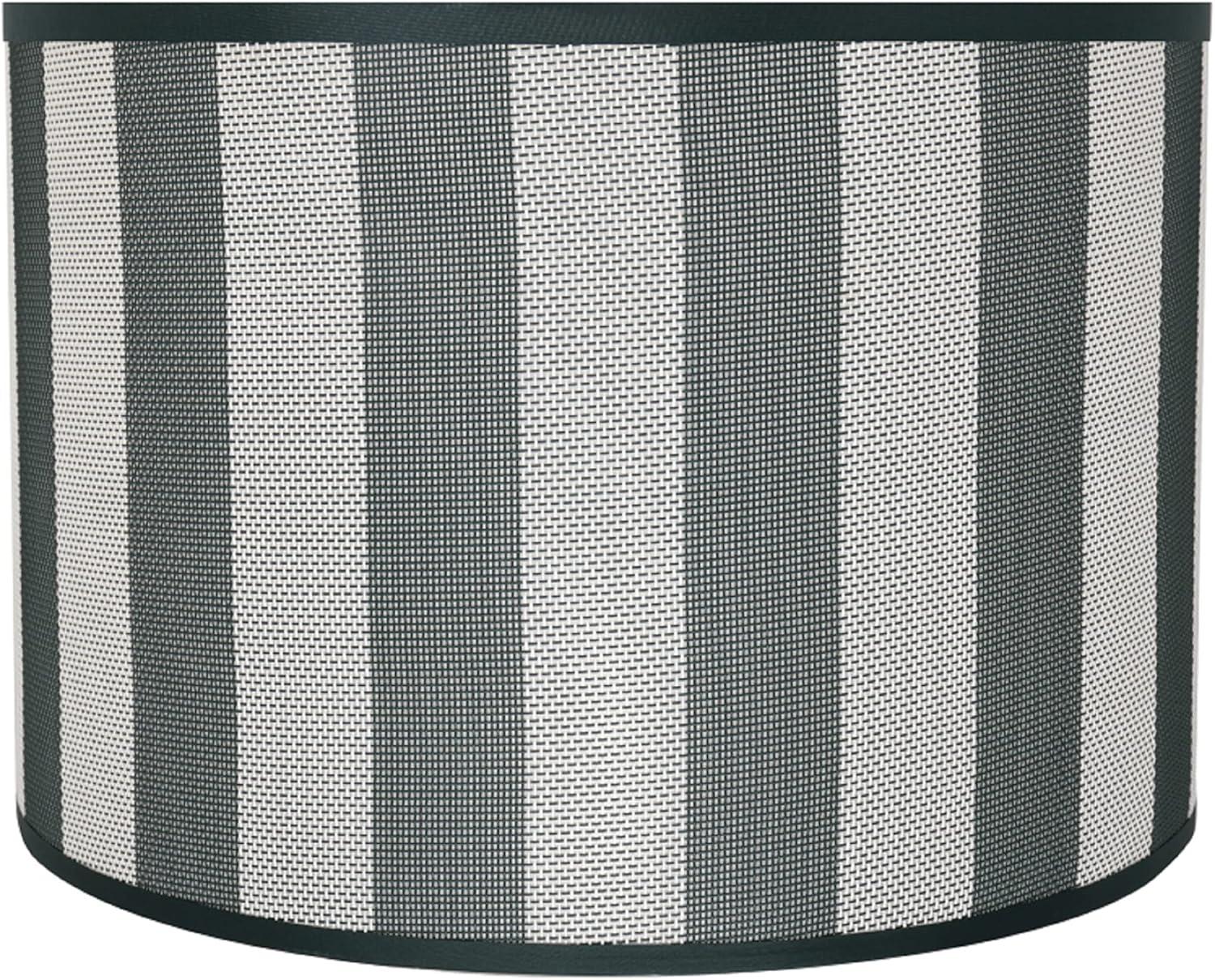 Aspen Creative 31161 Transitional Drum (Cylinder) Shaped Spider Construction Lamp Shade in Hunter Green & White Striped, 16" wide (16" x 16" x 11")