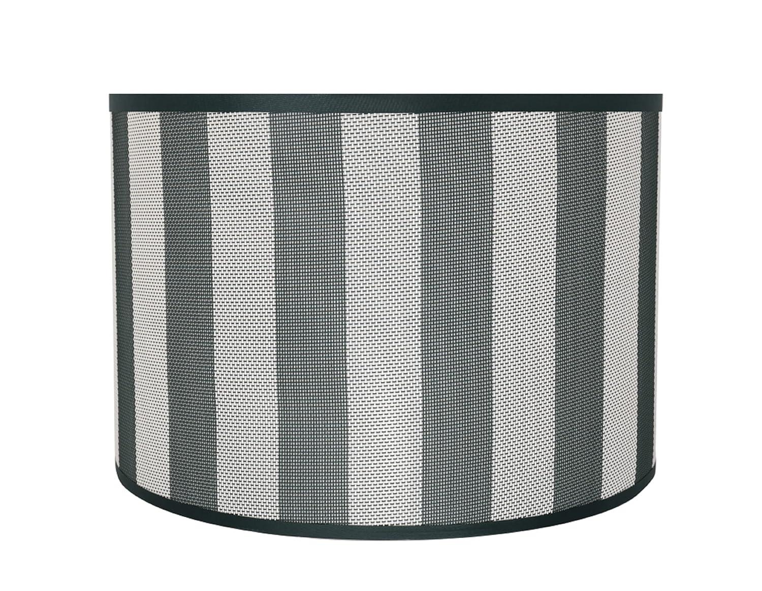 Aspen Creative 31161 Transitional Hardback Drum (Cylinder) Shaped Spider Construction Lamp Shade in Hunter Green & White Striped, 16" wide (16" x 16" x 11")