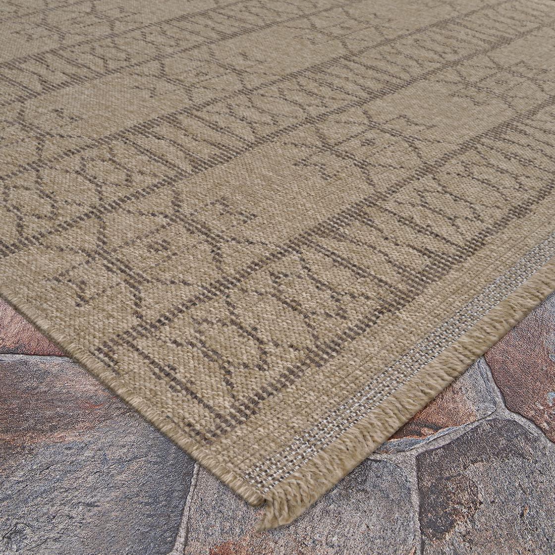 Natural Brown Flat Woven Synthetic Rectangular Area Rug