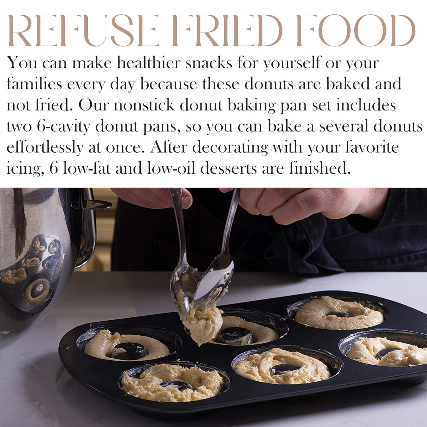 Bellemain Premiere Donut Pan for Baking Nonstick Doughnut Pan with 6-Doughnut Molds | Steel Donut Trays | Make Perfect Bagels and Cake Donuts (2)