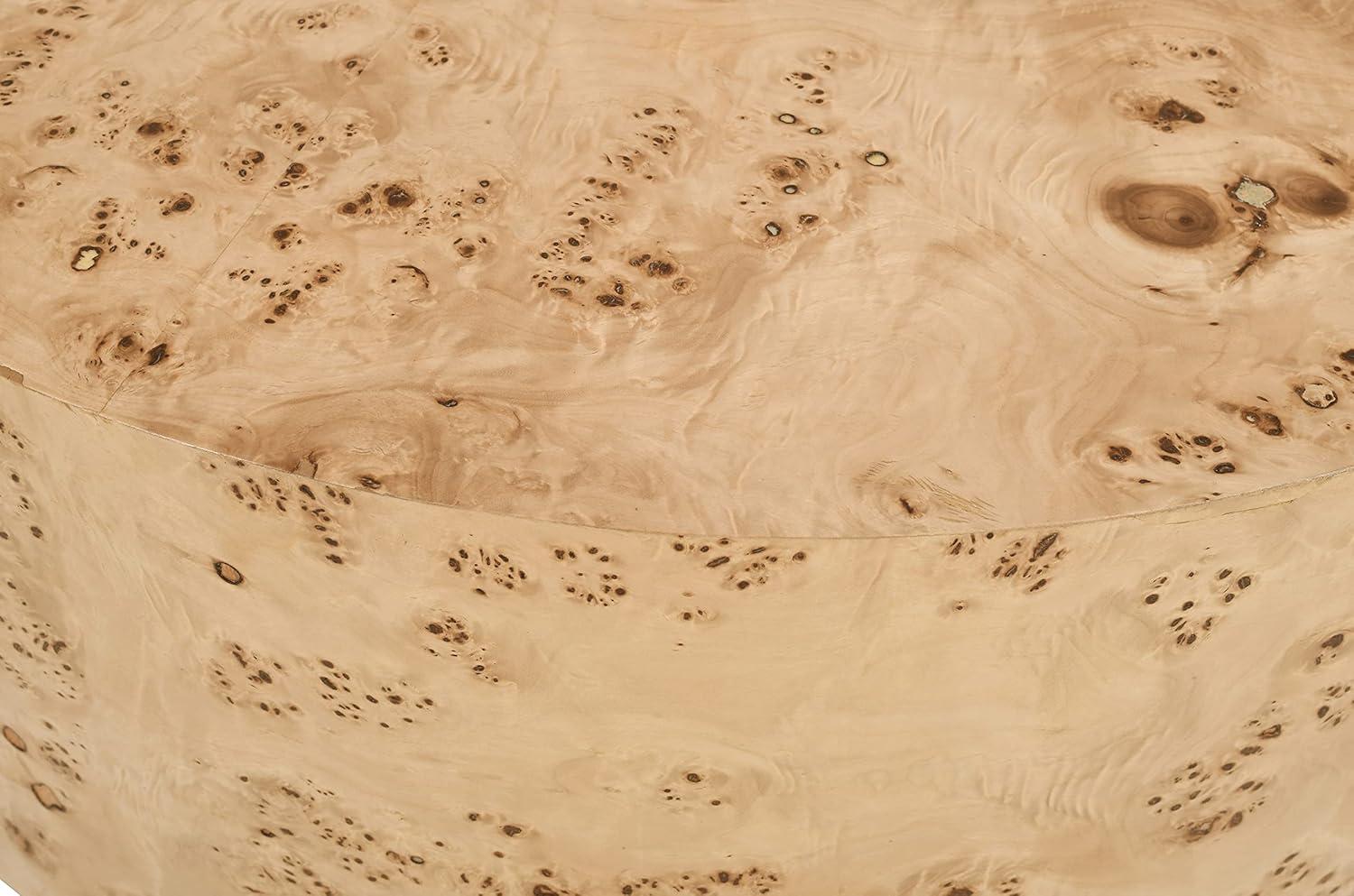Natural Ash Burl Wood Round Coffee Table, 36"
