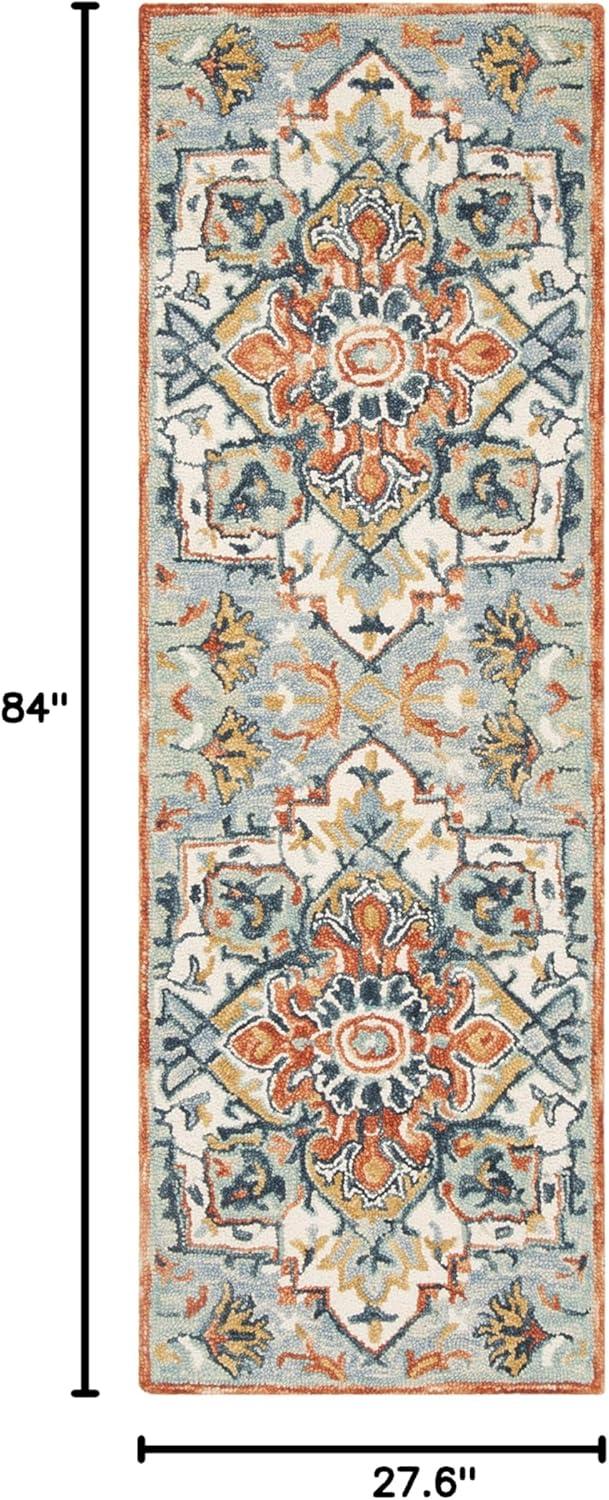 Aspen Blue/Rust 2 ft. x 7 ft. Floral Runner Rug