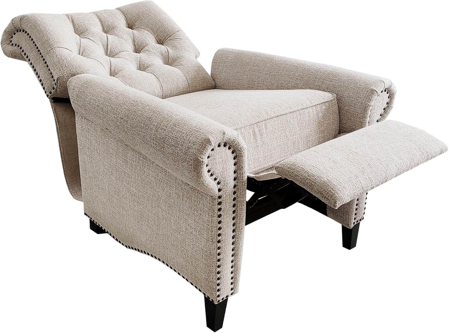 Madison Park Zak Recliner Chair Cream : Polyester Upholstery, Wood Legs, Foam Fill, Spot Clean