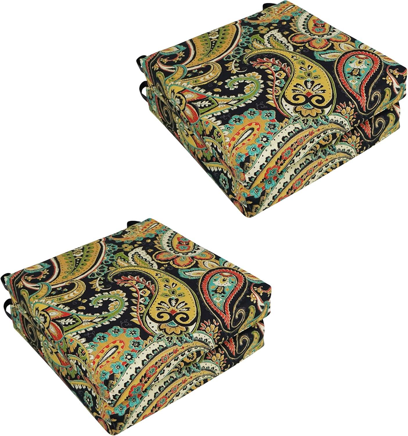 Blazing Needles Set of 4 Outdoor Chair Cushions, Hadia Franco Noir