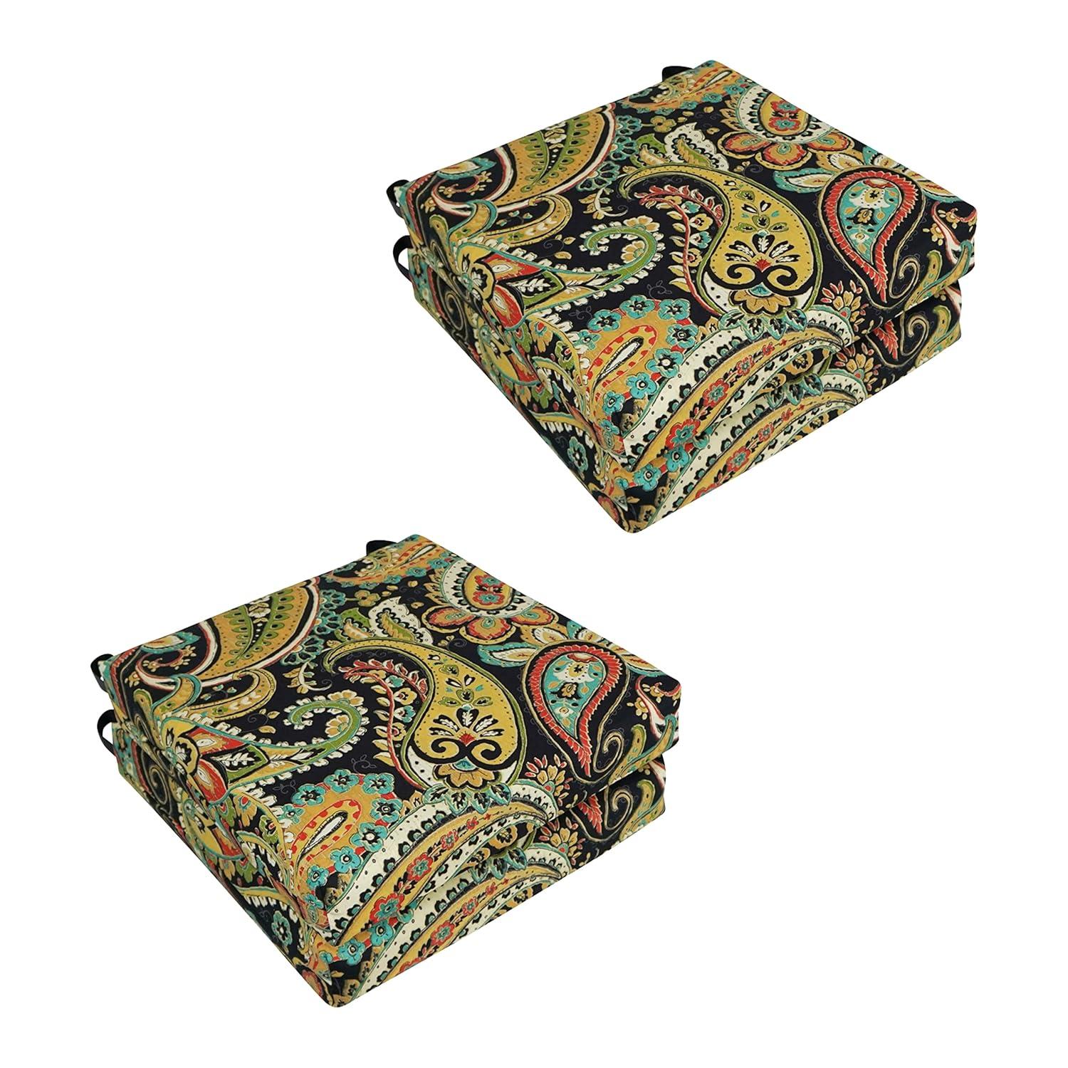 Blazing Needles Set of 4 Outdoor Chair Cushions, Hadia Franco Noir