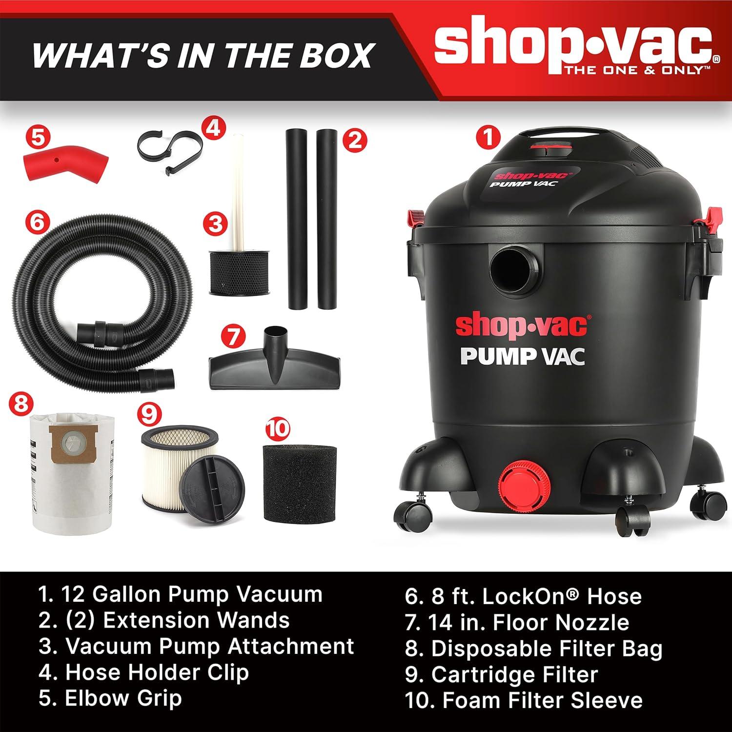 Black 12 Gallon Portable Commercial Canister Vacuum