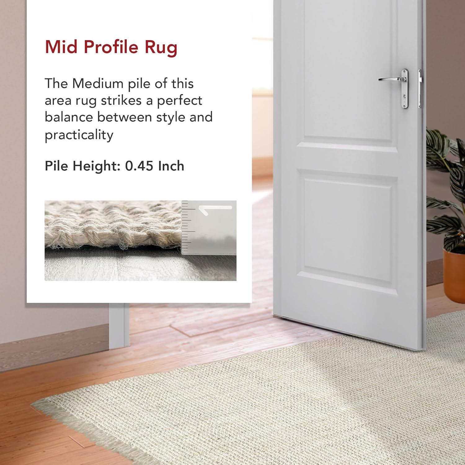 Handmade Off-White Square Jute Area Rug, 4' x 4'