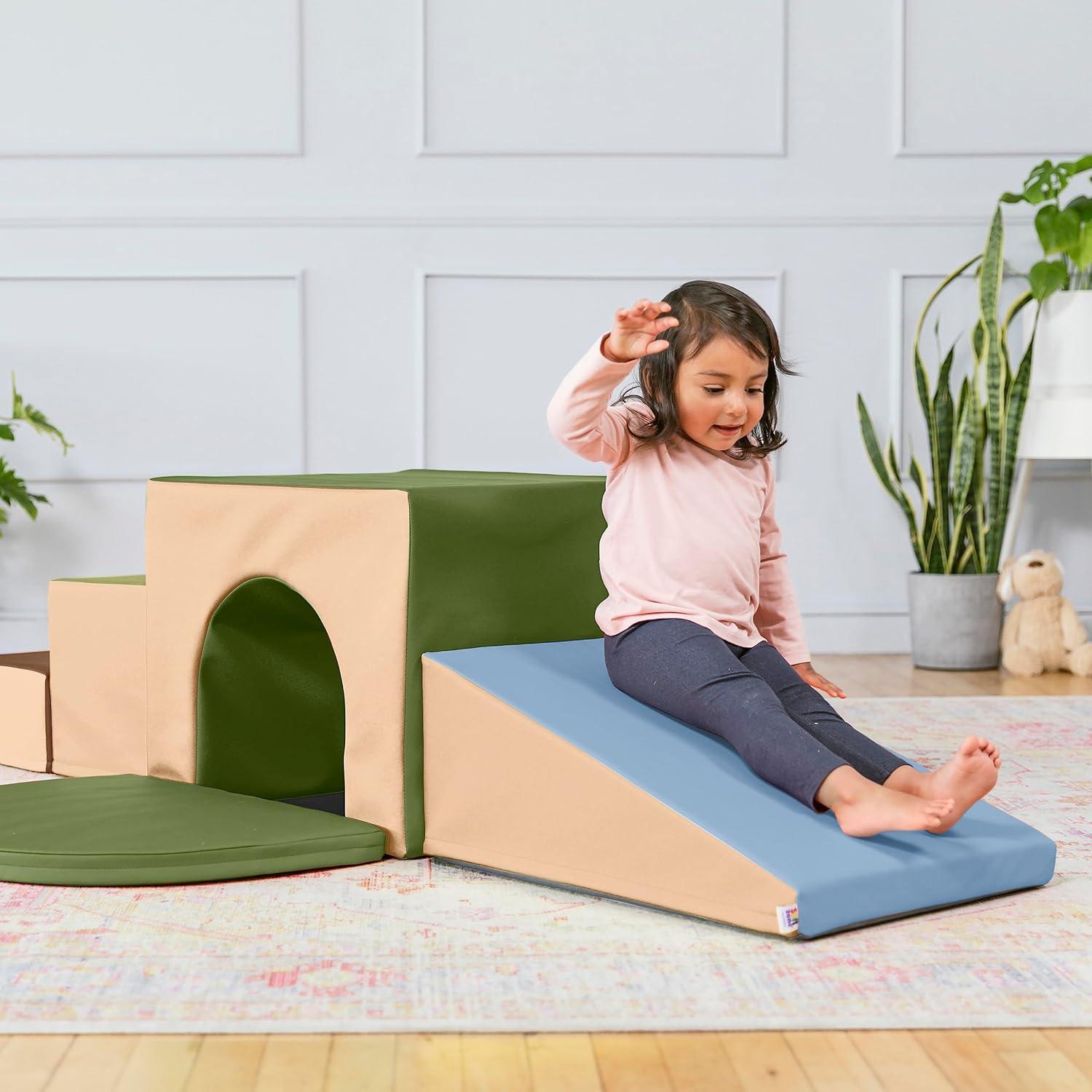 ECR4Kids SoftZone Single Tunnel Maze, Earthtone, 6-Piece