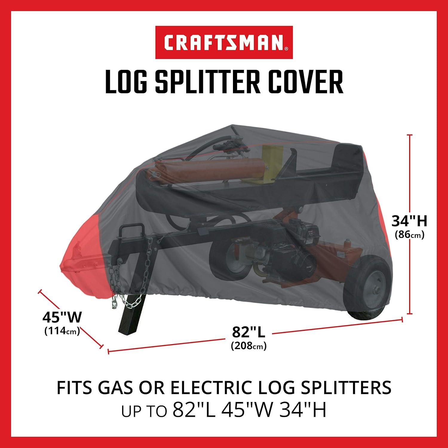 Heavy-Duty Black and Red Waterproof Log Splitter Cover