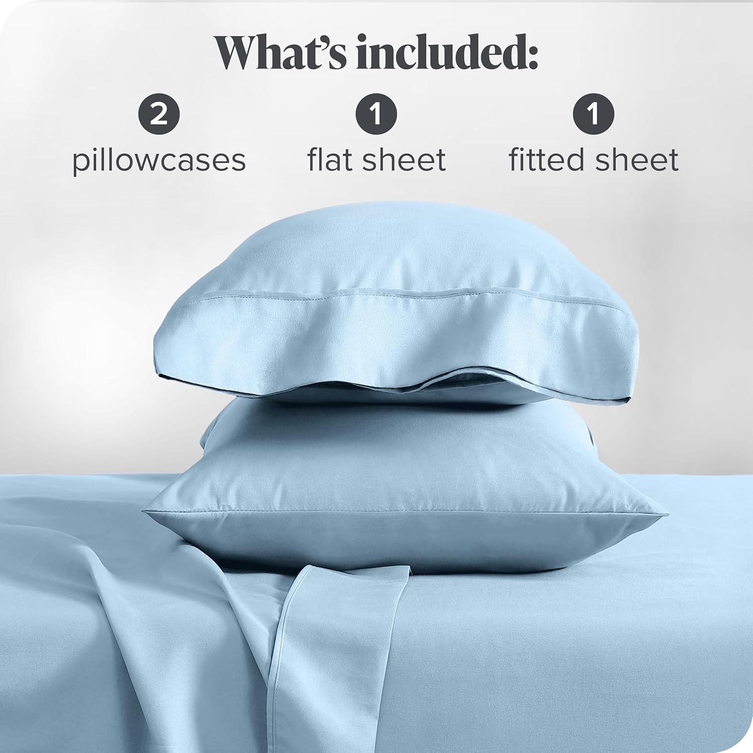 Bare Home Hotel Luxury Twin XL Sheet Set, Extra Soft - 4 Piece Set - Deep Pockets - Easy Fit - Cooling & Breathable - Wrinkle, Fade, Stain Resistant - Includes 2 Pillowcases (Twin XL, Light Blue)
