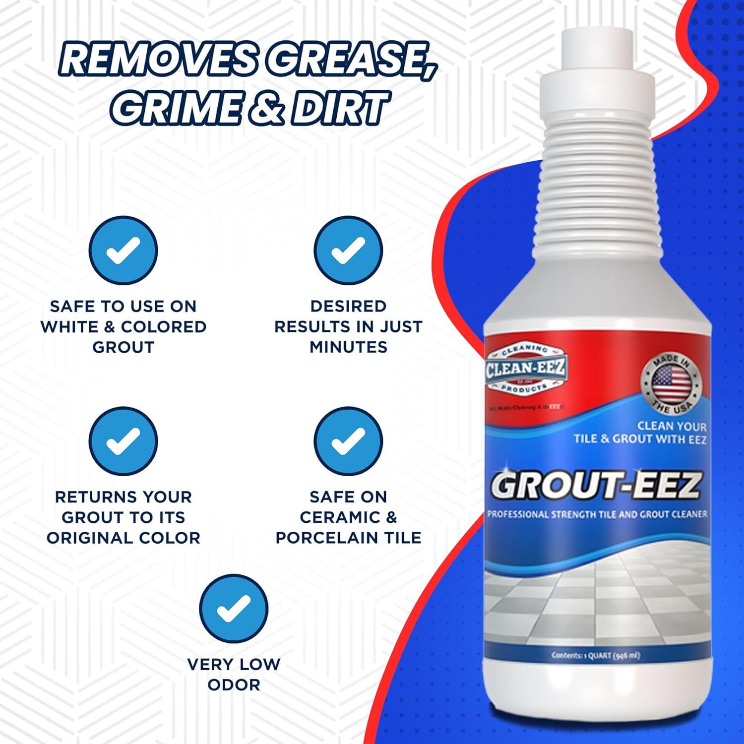 Grout-eez Heavy-Duty Tile & Grout Cleaner - 32oz Bottle and Brush from Clean-eez