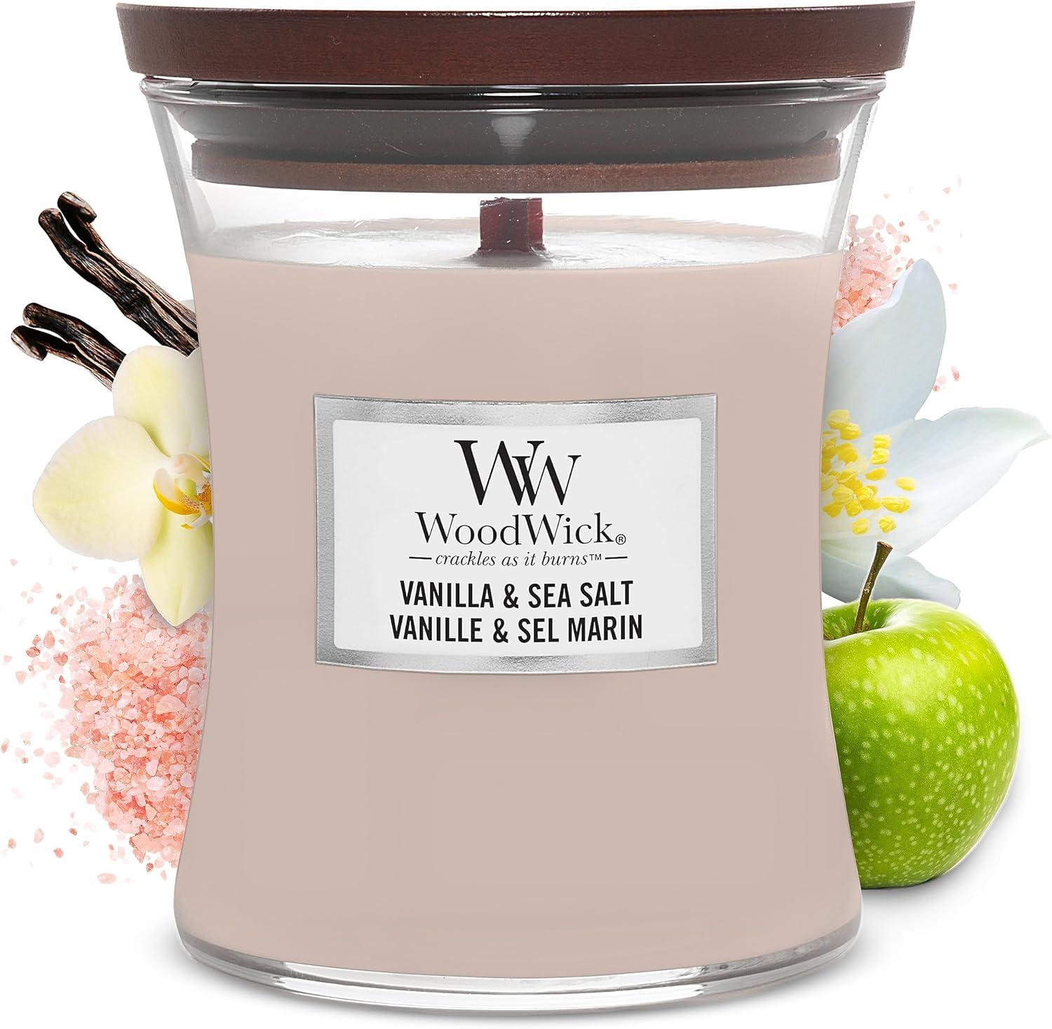 WoodWick Medium Hourglass Scented Candle, Vanilla & Sea Salt, 9.7 oz